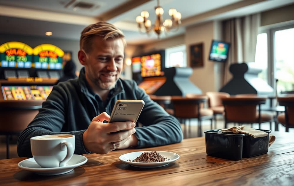 Norsk spiller mottar cashback på mobilen i en hjemmekoselig setting