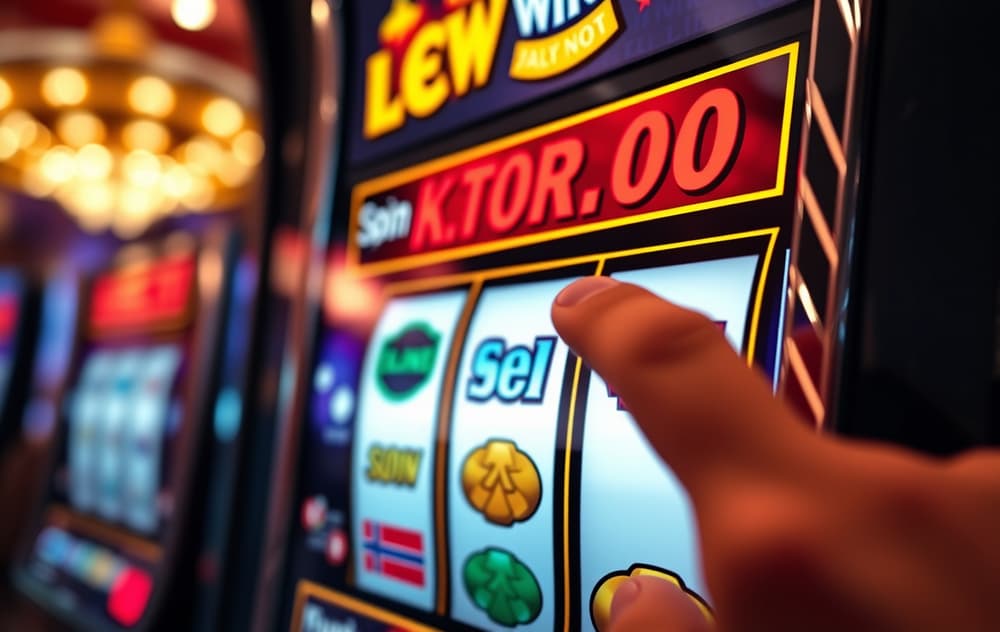 Spilleautomat som viser progressiv jackpot i norske kroner.